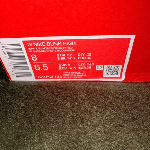 Nike Dunk High White and University Red - Picture 4 of 6